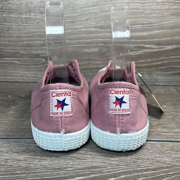 NEW Cienta Pink Canvas Big Girl Sz 4 Slip On Elastic Cap Toe No Lace Sneakers - Picture 4 of 11